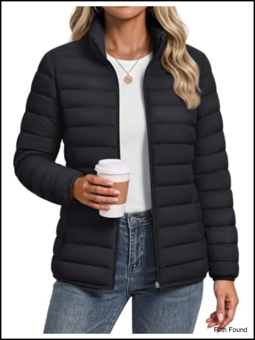 Lightweight Quilted Puffer Jacket Warm Winter Zip Coat Pockets